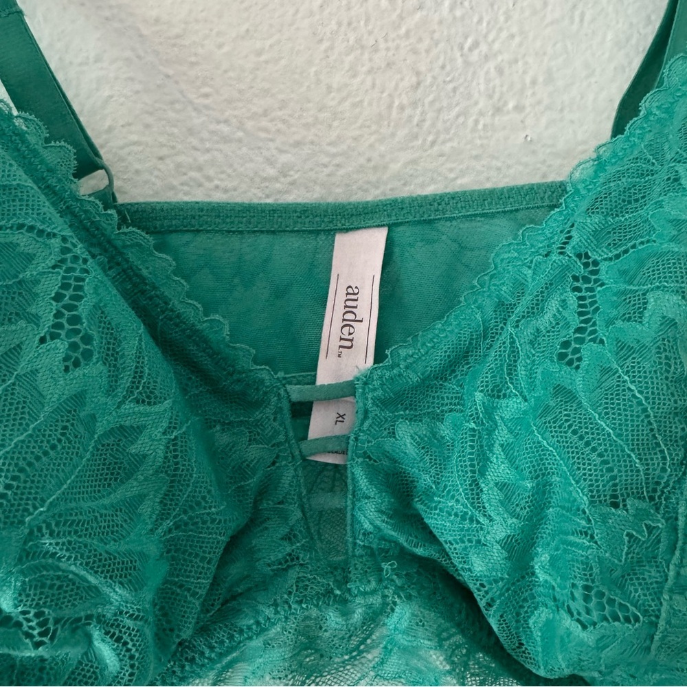 Auden Lightly Lined Longline Lace Bralette XL Teal Turquoise New Romantic Boho - Picture 4 of 10